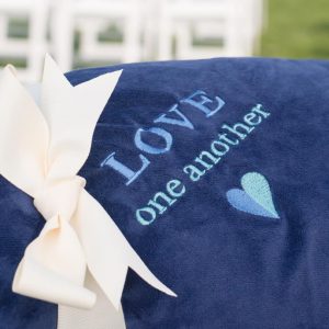 Sherpa Fleece Blanket Embroidered: Navy