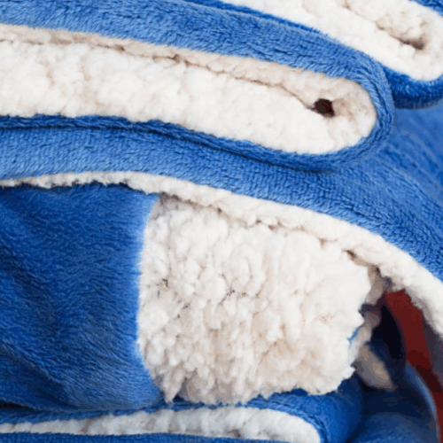 Wholesale blue sherpa blankets staked