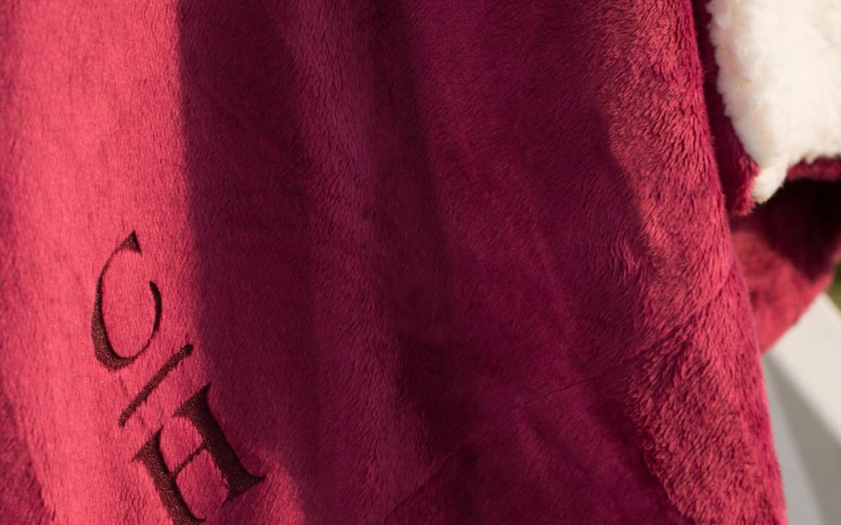 Sherpa Fleece Blanket Laser-Etched: Burgundy